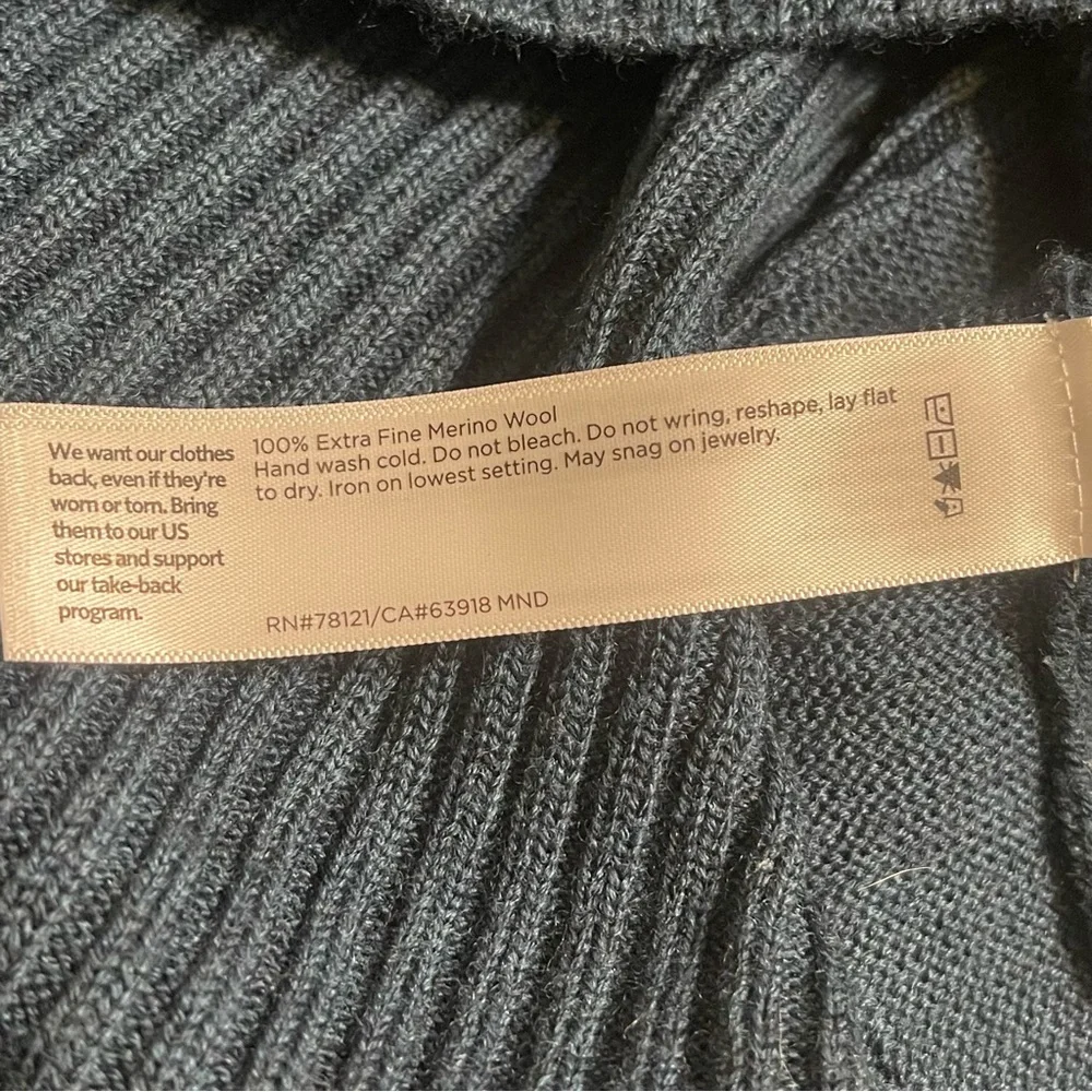 EILEEN FISHER Ribbed Turtleneck‎ Wool Tank In Alpine L - Picture 9 of 16